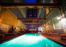 The Interurban Building pool nighttime